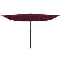 Parasol vierkant met LED-verlichting 295x245 cm bordeauxrood - thumbnail