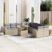 11-delige Tuinset met kussens poly rattan beige - thumbnail