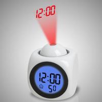 Multifunctionele LED Projectie wekker Voice Talking Clock specificatie: wit zonder USB-kabel - thumbnail