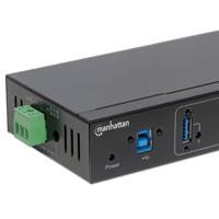 Manhattan USB 3.0 Hub voor industriële toepassingen 4-poorts USB 3.0 hub 4 Port zwart - thumbnail