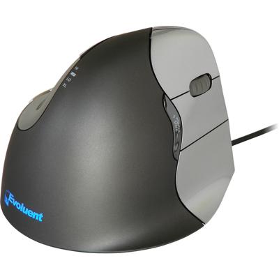 Evoluent Vertical Mouse 4 VM4R Ergonomische muis USB Optisch Zwart, Zilver 6 Toetsen 2800 dpi Ergonomisch