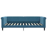 Slaapbank met onderschuifbed 100x200 cm fluweel blauw - thumbnail
