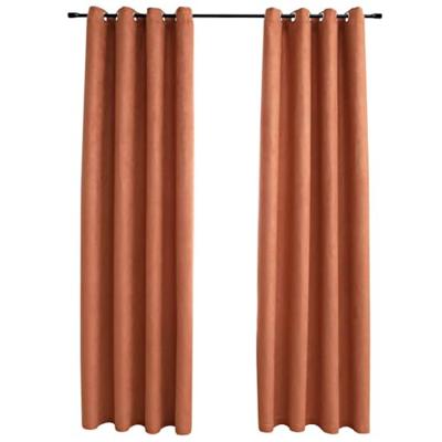 VidaXL Gordijnen verduisterend met ringen 2 st 140x225 cm roestkleur VidaXL Gordijnen verduisterend met ringen 2 st 140x225 cm roestkleur