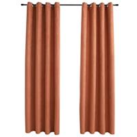 VidaXL Gordijnen verduisterend met ringen 2 st 140x225 cm roestkleur - thumbnail