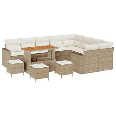 Tuinbankenset 13 pcs Beige poly rattan