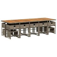 15-delige Tuinset met kussens poly rattan grijs - thumbnail