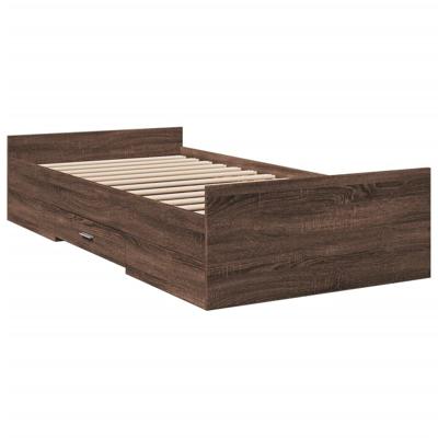 Bedframe met lades bewerkt hout bruin eikenkleur 100x200 cm