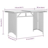 Tuintafel met houten blad 110x68x70 cm poly rattan zwart - thumbnail