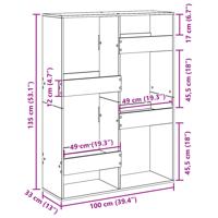 Boekenkast 100x33x155,5 cm bewerkt hout betongrijs - thumbnail