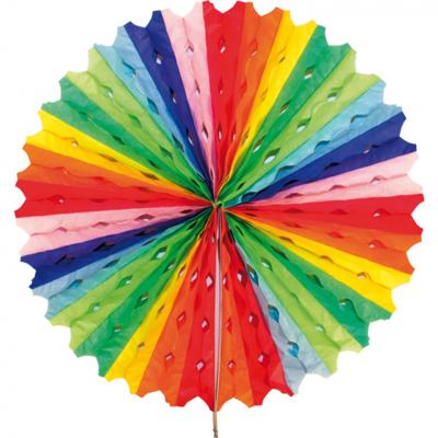 Regenboog honeycomb waaier 45cm
