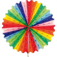 Regenboog honeycomb waaier 45cm - thumbnail