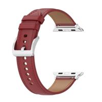 By Qubix - Luxe leren bandje - Bordeaux - Compatible met Apple Watch 44mm / 45mm / 46mm / 49mm - Compatible Apple watch bandjes - thumbnail