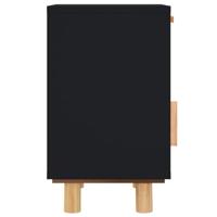 Nachtkastjes 2 st massief grenenhout en natuurlijk rattan zwart - thumbnail