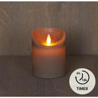 LED Rustiek stompkaars taupe 7,5x10cm - thumbnail