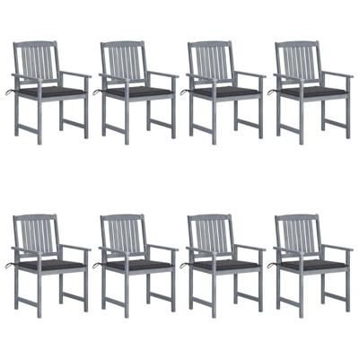 Tuinstoelen 8 st met kussens massief acaciahout grijs