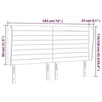 Hoofdbord met randen 183x23x118/128 cm stof donkerbruin - thumbnail