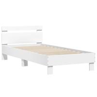 Bedframe met hoofdbord en LED-verlichting wit 90x190 cm - thumbnail