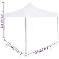 Partytent professioneel inklapbaar 2x2 m staal wit - thumbnail