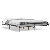 Bedframe bewerkt hout metaal grijs sonoma eiken 120x190 cm - thumbnail