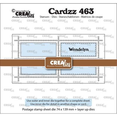 Crealies • cardzz stans mini slimline postzegelvel wendelyn met 4 rechthoeken horizontaal