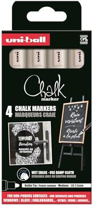 Krijtstift Uni-ball chalk rond 1.8-2.5mm wit 4 stuks