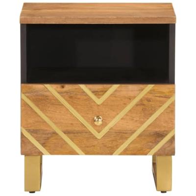 Nachtkastje massief mangohout bruin en zwart Nachtkastje massief mangohout bruin en zwart