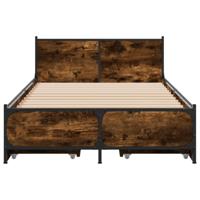 Bedframe met lades bewerkt hout gerookt eikenkleurig 75x190 cm - thumbnail