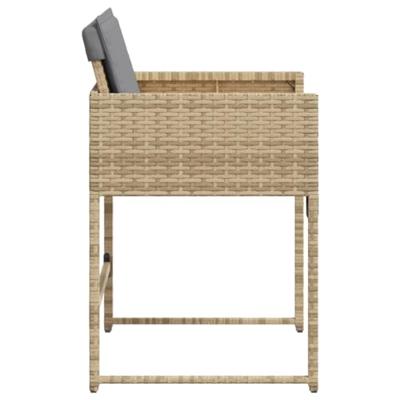 Tuinstoelen 4 st met kussens poly rattan gemengd beige - thumbnail