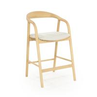 Eleonora Barstoel 'Rayven' Essen en stof, kleur Naturel (zithoogte 65cm) - thumbnail