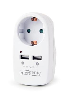 2-poorts universele USB lader met doorvoerstekker, 2.1 A 2-poorts universele USB lader met doorvoerstekker, 2.1 A