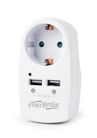 2-poorts universele USB lader met doorvoerstekker, 2.1 A - thumbnail