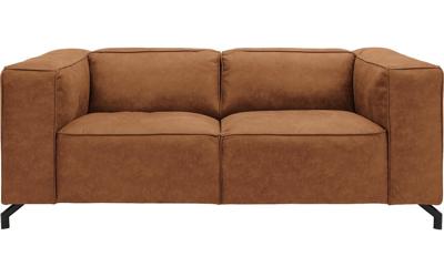 Goossens Bank Calvin cognac, micro leer, 2-zits, modern design