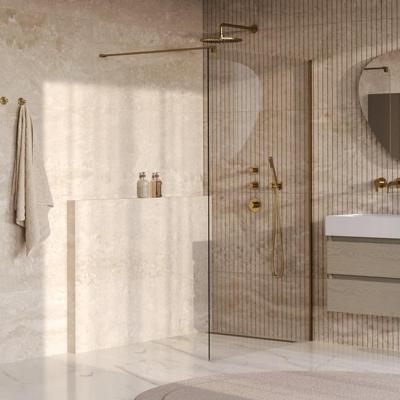 BRAUER Oblivion Inloopdouche - 110x200cm - glascoating - helder glas - geborsteld goud PVD GS-OBI1H110200GG