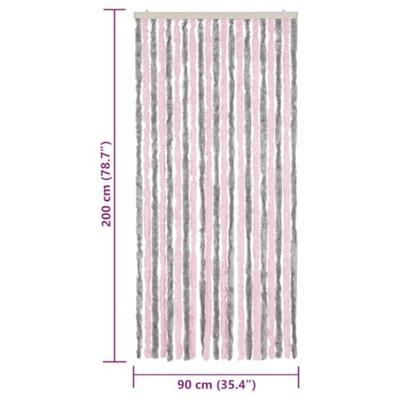 VidaXL Vliegengordijn 90x200 cm chenille zilvergrijs en roze