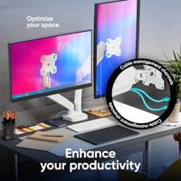 ONKRON G-160-W Draaibare en kantelbare bureauhouder voor twee monitoren van 13-32 inch, max. 8 kg, met draaifunctie, wit - thumbnail