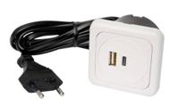 interBär 9016-018.81 3-voudig USB-laadbus Set van 1 stuks Met USB, Met USB-C IP20 Wit - thumbnail