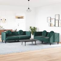 3-delige Loungeset met kussens fluweel donkergroen - thumbnail