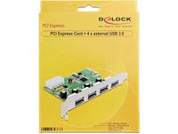 Delock 89363 PCI Express x1-kaart naar 4 x externe USB Type-A femalee USB 5 Gbps - thumbnail