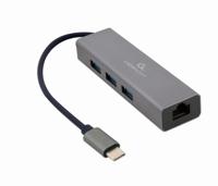 Gembird A-CMU3-LAN-01 USB-C Gigabit-netwerkadapter met 3-poorts USB 3.1-hub - thumbnail