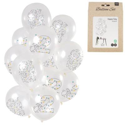 Folat Ballonnen origami cijfer 2 jaar 30 cm set van 12 | 24 stuks