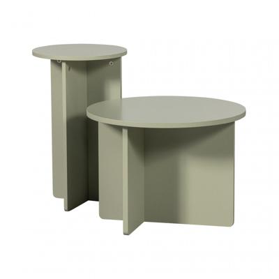 WOOOD Bijzettafel 'Ronny' Set van 2 stuks, kleur Groen/Grijs