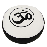 Yogi & Yogini Meditatiekussen Rond Katoen Zwart Wit - OHM - 33 x 17 cm - thumbnail