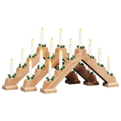 Kerst Kaars Brug met 7 LED 3 pcs Bruin 39.5 x 5 x 29 cm