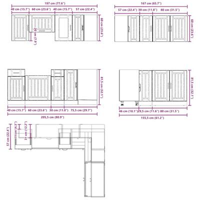 11-delige Keukenkastenset Lucca bewerkt hout wit