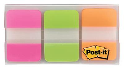 Post-it Index Strong, ft 25,4 x 38 mm, set van 3 kleuren (roze, groen en oranje), 12 tabs per kleur