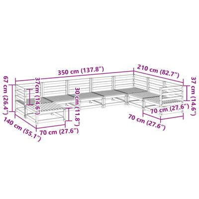 8-delige Loungeset massief grenenhout