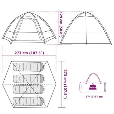 VidaXL Kampeertent 4-persoons snelontgrendeling grijs en oranje