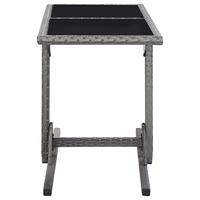 Tuintafel 110x53x72 cm glas en poly rattan antraciet - thumbnail