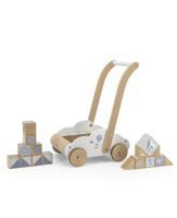 Label Label Wood houten Loopwagen met educatieve blokken blauw - thumbnail