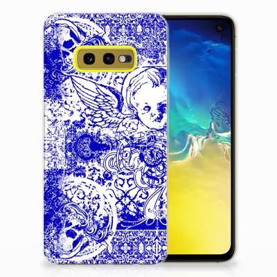Silicone Back Case Samsung Galaxy S10e Angel Skull Blauw